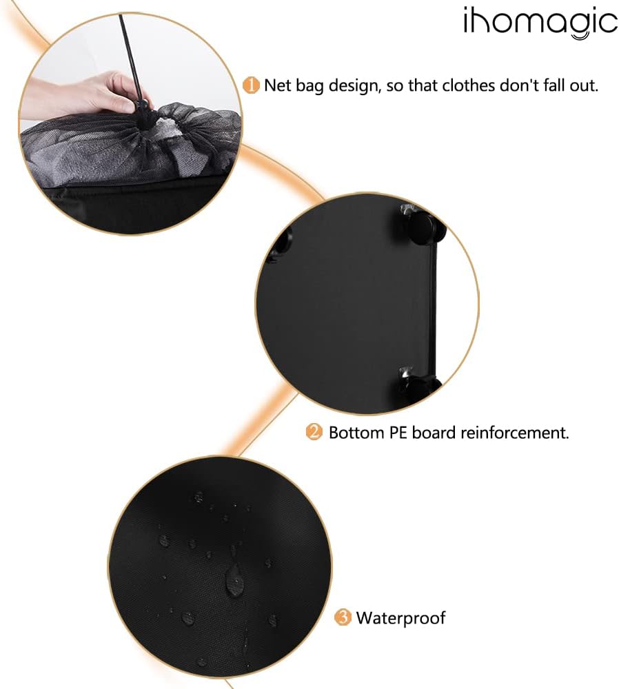 IHOMAGIC Wäschekorb mit Rädern Grosse 65L, Zusammenklappbarer Rollender Wäschekorbe aus Oxford Stoff