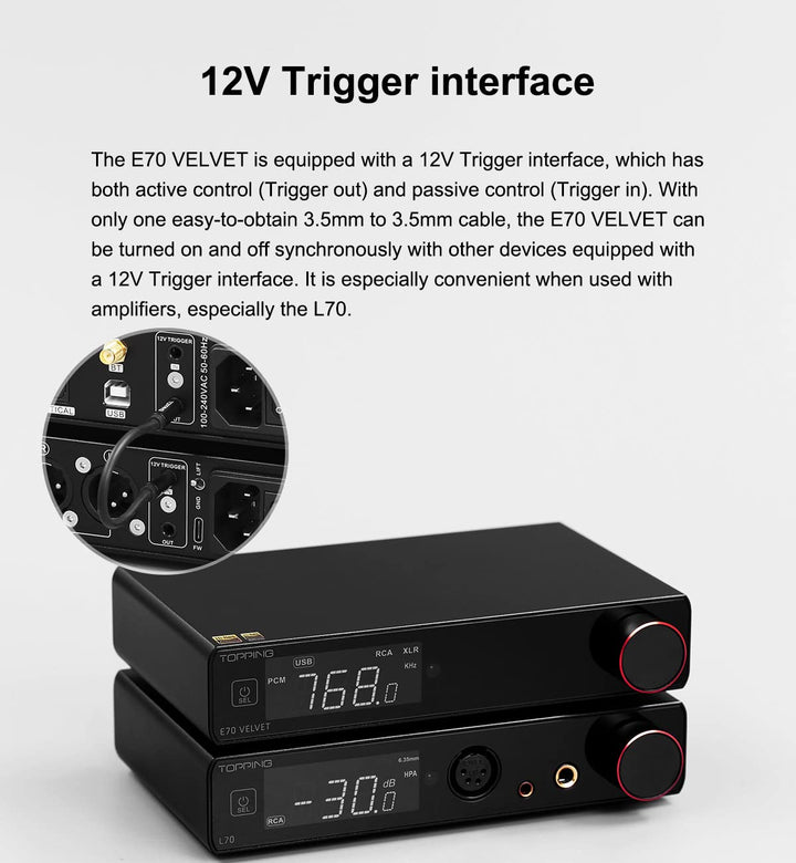 Topping E70 Velvet AK4499EX Decoder XU316 DSD512 PCM768kHz Bluetooth 5.1 LDAC 24Bit/96kHz mit Fernbe