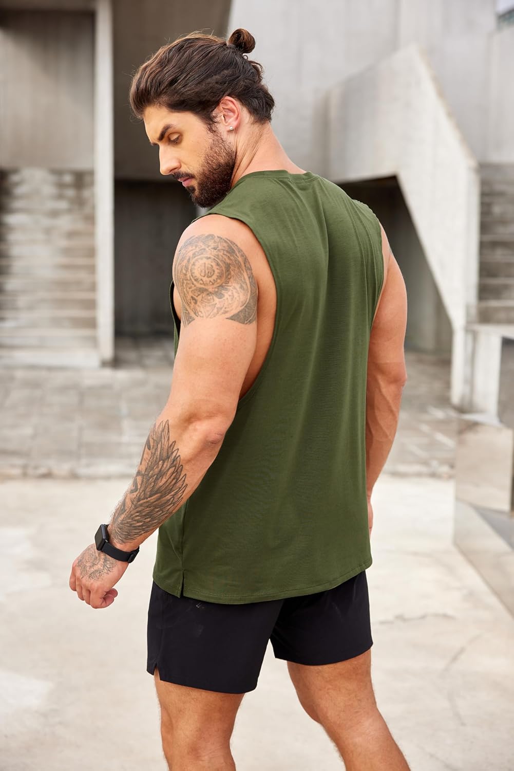 COOFANDY Tank Top Herren Gym Bodybuilding Shirts Ärmellose Muskelshirts Männer M Armeegrün(1 Stück),