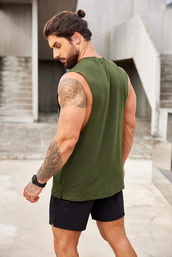 COOFANDY Tank Top Herren Gym Bodybuilding Shirts Ärmellose Muskelshirts Männer M Armeegrün(1 Stück),