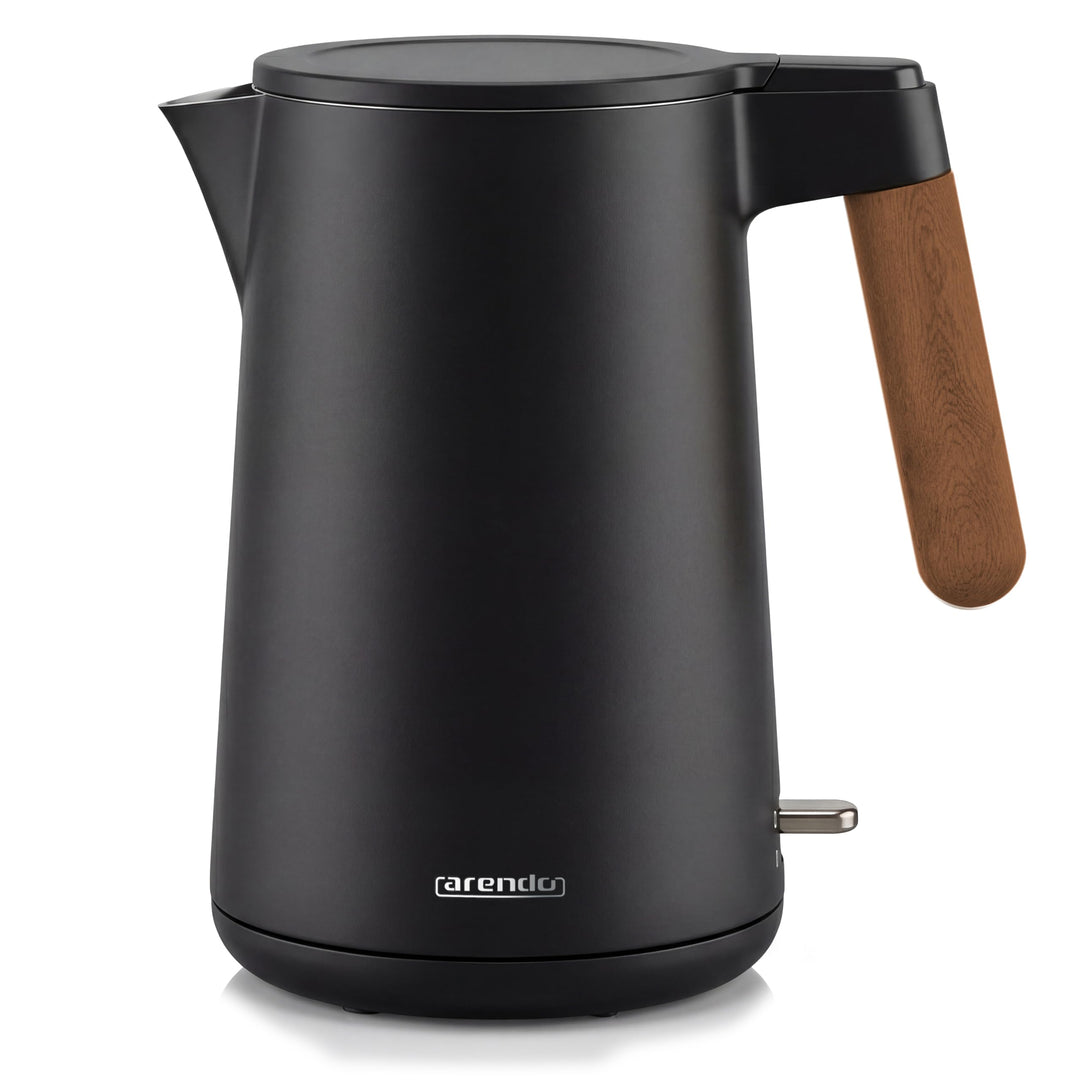 Arendo - Wasserkocher Edelstahl – 1,5 Liter - 2200 Watt – Doppelwand-Design – 360° Controller – BPA-