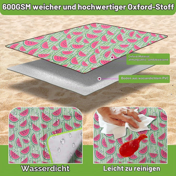 Ninonly Picknickdecke Wasserdicht Picknickdecke 200x200cm Tragbare Waschbar Extra Grosse Stranddecke