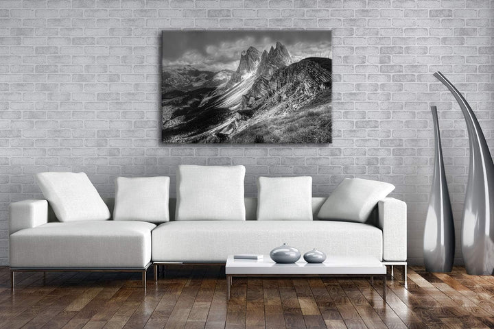 deyoli Dolomiten Format: 80x60 Effekt: Schwarz&Weiss als Leinwandbild, Motiv fertig gerahmt auf Echt