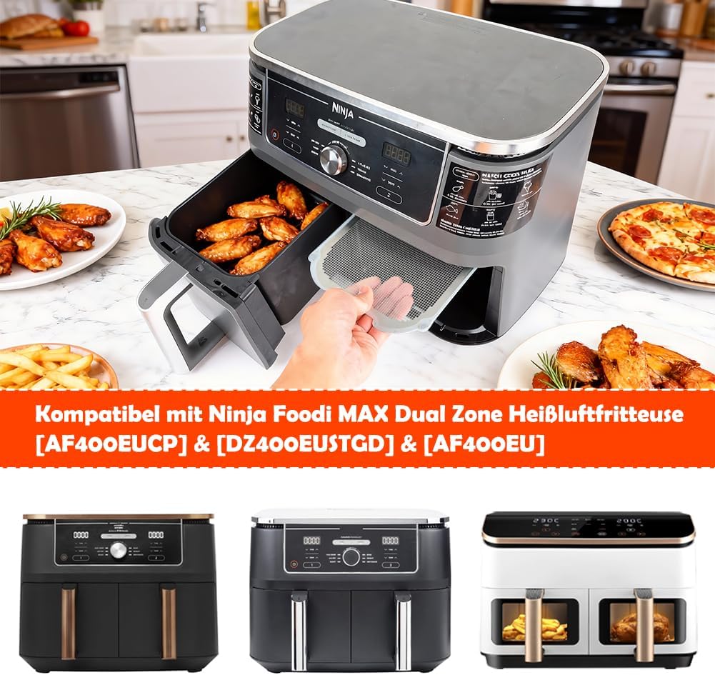 BYKITCHEN 2 Stück Spritzschutz Zubehör für Ninja Dual Zone Heissluftfritteuse 9,5L DZ400EU/DZ400EUST