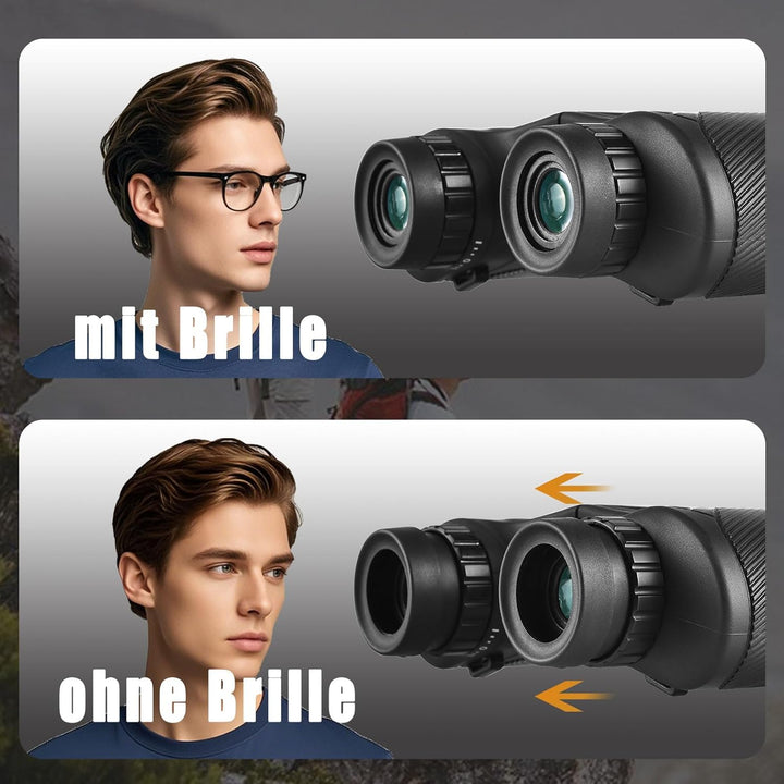 LUXUN 10x25 Fernglas für Erwachsene, Klein Fernglas mit BaK4 Prisma, IPD 58–79mm, für Vogelbeobachtu
