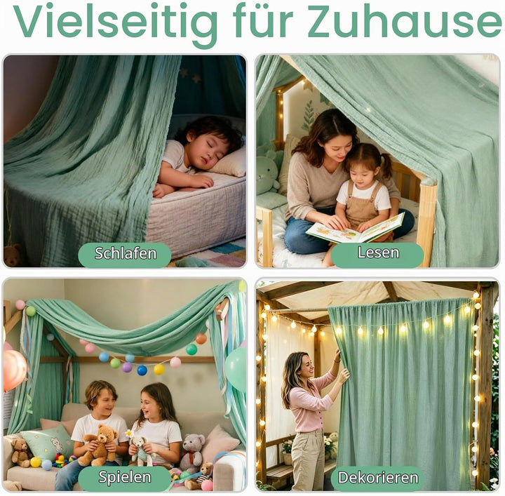 Baldachin aus 100% Baumwolle für Kinderzimmer Betthimmel für Hausbett &amp; Kinderbett Himmelbett Vorhän