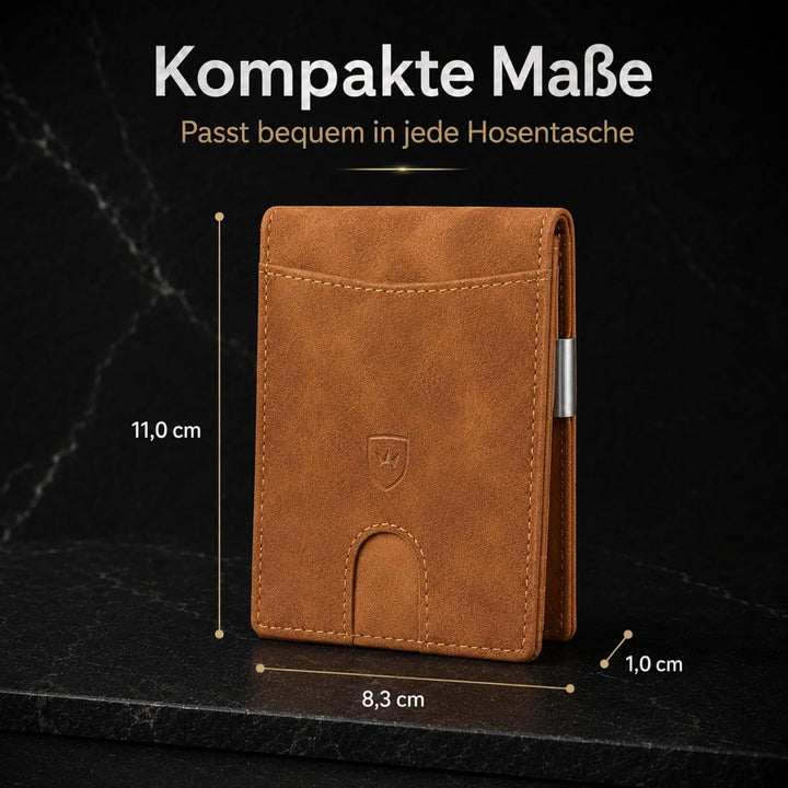 Kronenschein® Slim Wallet mit RFID Schutz I Geldbörse Herren & Damen klein I Portmonee mit Geldklamm