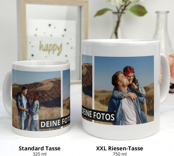 XXL Tasse 'Collage' - Personalisierte Fototasse mit eigenem Foto und Text - Grosse Tasse selbst gest