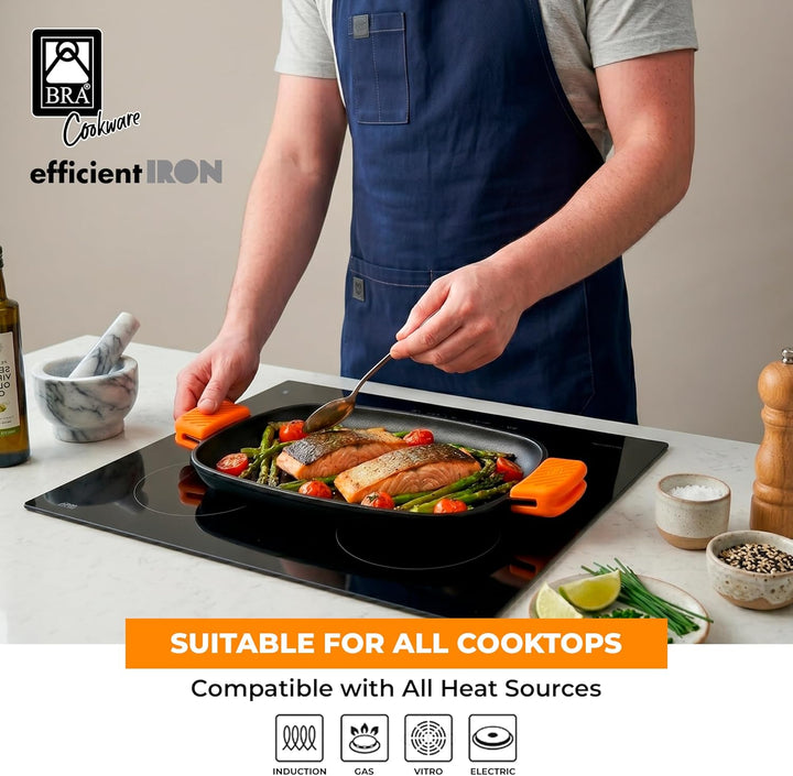 BRA Efficient Iron - Grillpfanne Grill rechteckig 35 cm Grill rechteckig Lisa, Grill rechteckig Lisa