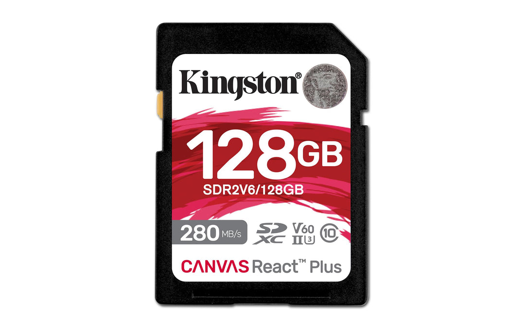 Kingston Canvas React Plus V60 SD 128GB SDXC UHS-II 280R/100W U3 V60 for Full HD/4K, 128GB