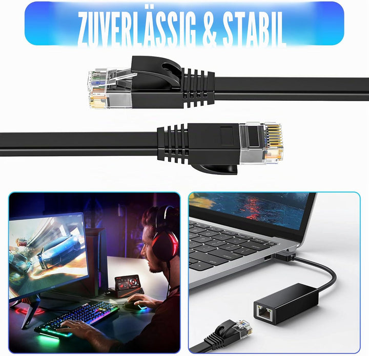 LAN Kabel 40 meter, Netzwerkkabel 40m Outdoor Indoor Lang Hochgeschwindigkeits Cat 6 Ethernet Kabel