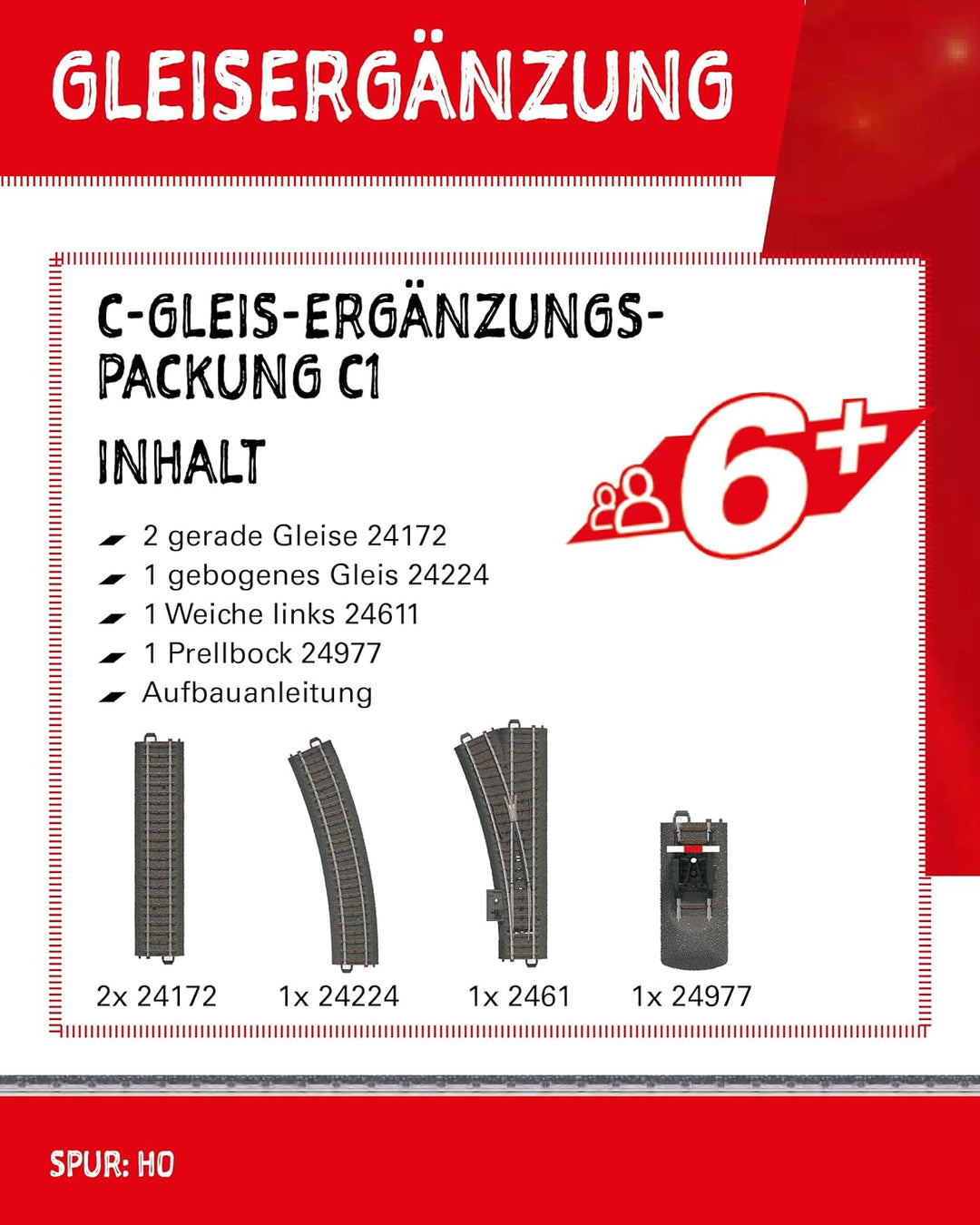 Märklin Start up 24900 - C-Gleis Ergänzungspackung C1, Modelleisenbahn Spur H0