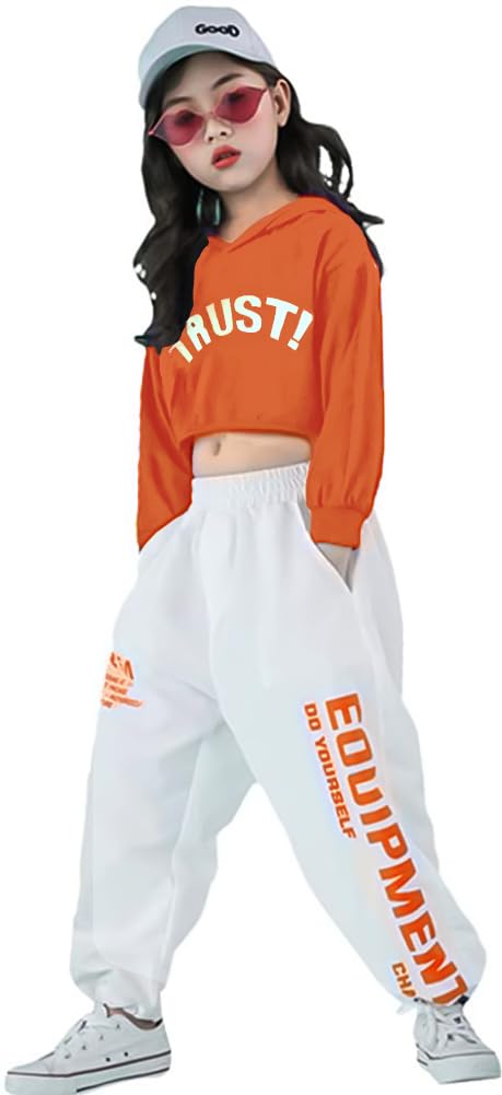 LOLANTA Mädchen Hip Hop Kleidung, Street Dance Outfit, Hoodie, Joggerhose Kinder Trainingsanzug Set