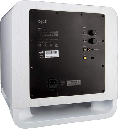 Polk Audio HTS 10 Aktivsubwoofer für Heimkino Soundsysteme und Musik, 10" Bass Box, 200 Watt, Weiss