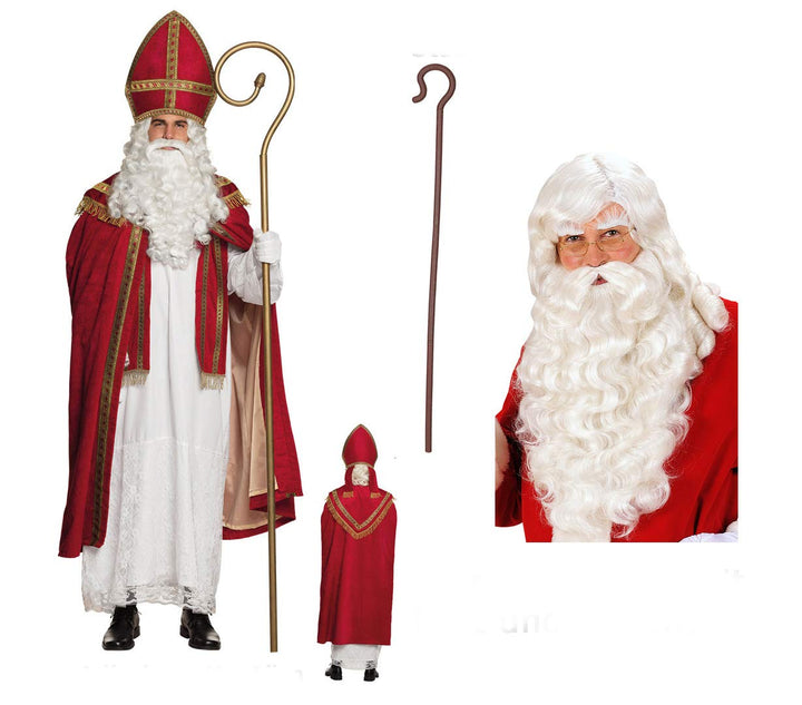 St Nikolaus Kostüm von Boland mit Perücke + Bart + Stab Gr. L/XL Weihnachten