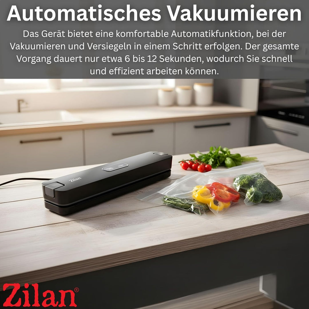 Zilan Vakuumiergerät 88W – Starker 65 kPa Vakuumierer mit Automatik, 30 cm Folienschweissgerät, Schn
