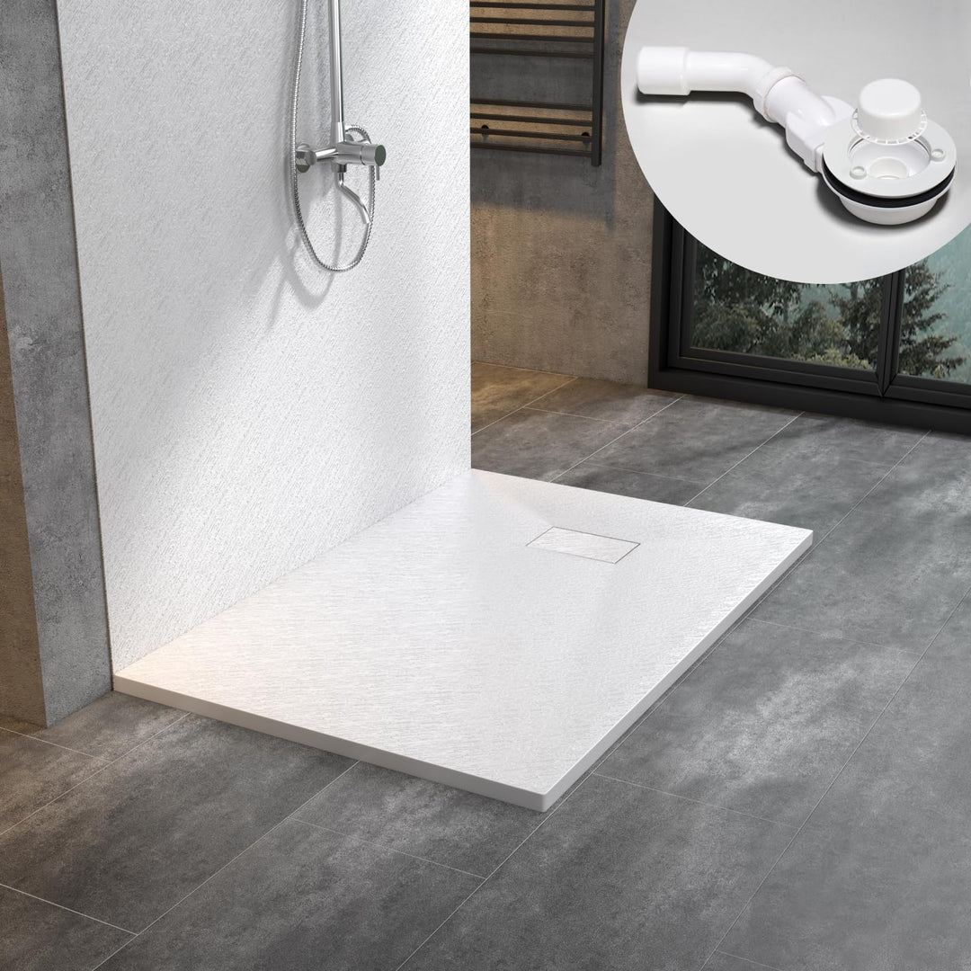 WITEN&amp;NOCK SMC Duschwanne 100x90cm weiss Brausewanne Duschtasse extra flache Steinoptik Antirutsch i