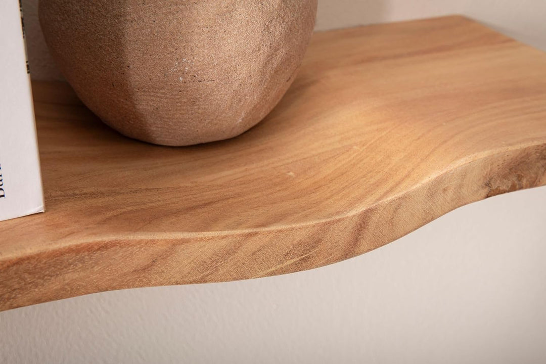 Wohnling Wandregal Akazie Massivholz 120cm - Schwebendes Design Regal für die Wand Holz massiv - Hän