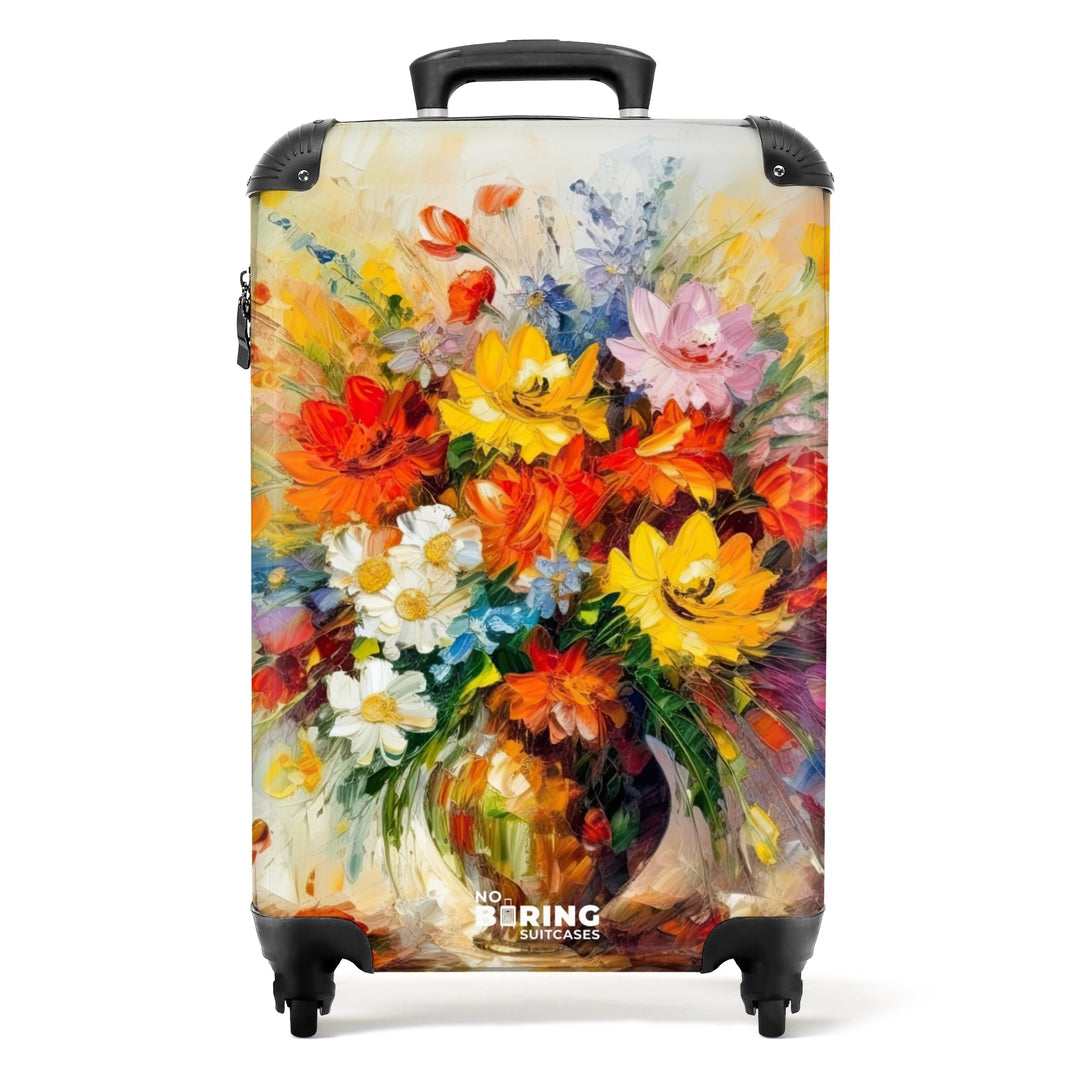 NoBoringSuitcases.com® Koffer Handgepäck Trolley Rollkoffer Kleine Reisekoffer mit 4 Rollen - Blumen