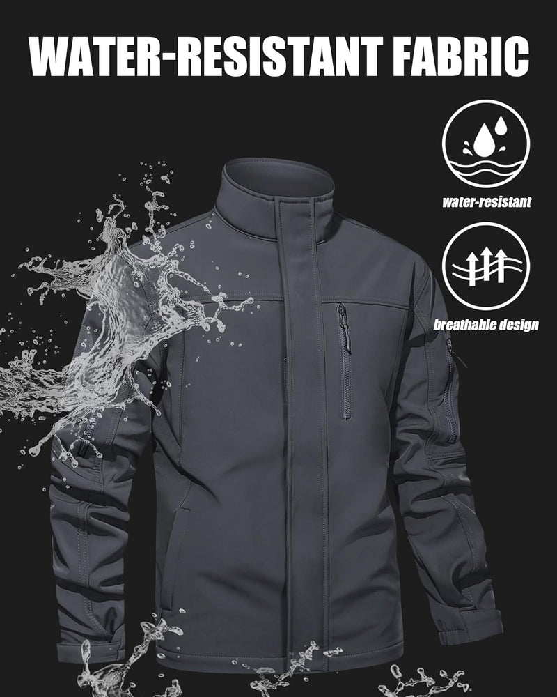 TACVASEN Herren Softshell Jacke Winddichte Outdoorjacke Übergangsjacke mit Reissverschlusstasche S D