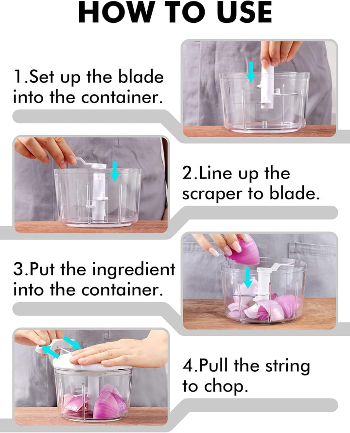 GDL Zwiebelschneider, 800ML Zwiebel Zerkleinerer mit Edelstahlklingen, Multizerkleinerer Gemüseschne