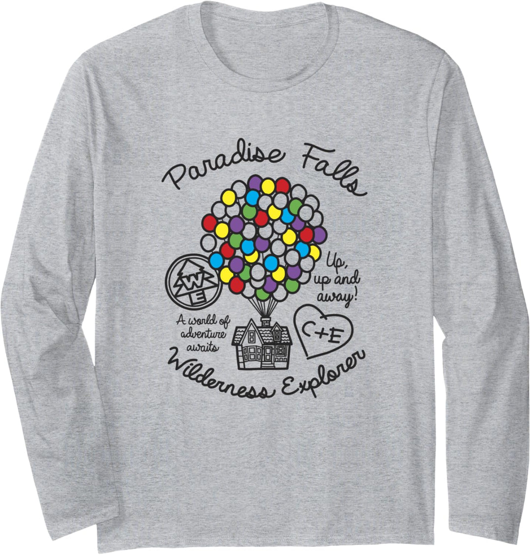 Disney Pixar Up Colorful Balloon Silhouette Falls Langarmshirt