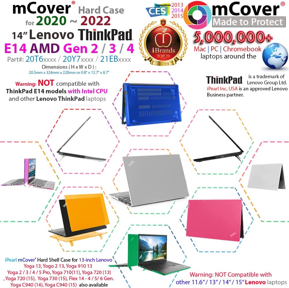 mCover Hülle nur kompatibel mit Lenovo ThinkPad E14 Gen 2 / 3 / 4 (mit AMD CPU) Serie Windows Comput