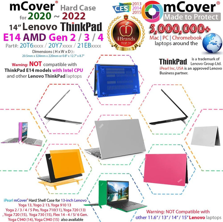 mCover Hülle nur kompatibel mit Lenovo ThinkPad E14 Gen 2 / 3 / 4 (mit AMD CPU) Serie Windows Comput