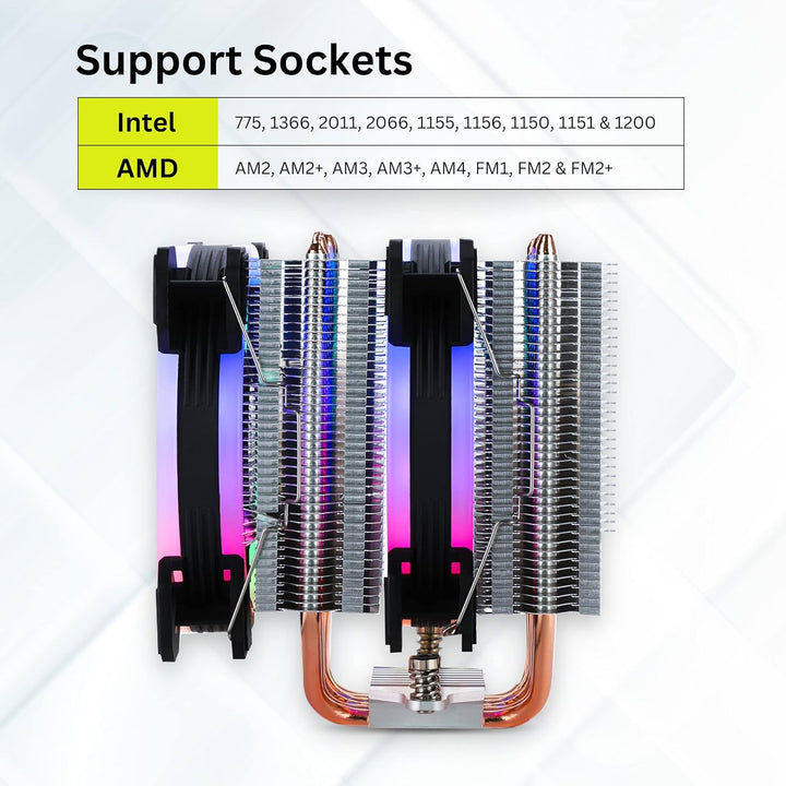 Gelid Solutions Glacier RGB – Twin Tower mit 6 Power Heatpipes – 2X 120mm-ARGB-PWM-Lüfter – TPD 220W