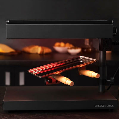 Cecotec Raclette Cheese&Grill 6000 Black. Potencia 600W, Función Grill, Acabado Acero INOX, Termosta