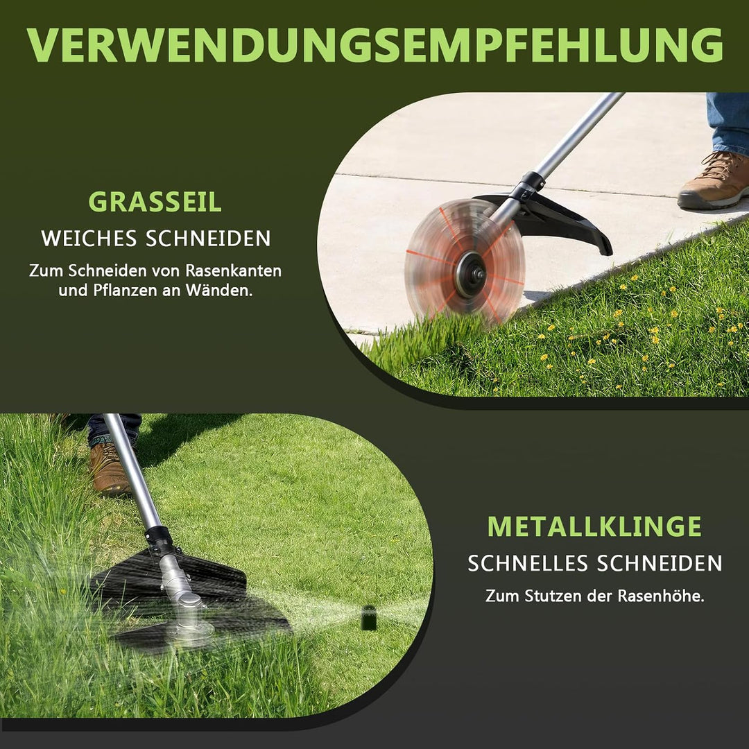 1380W Akku Rasentrimmer für Makita-Akkus, mit 2 Akkus und Ladegerä | 7-In-1 Akku Freischneider mit U