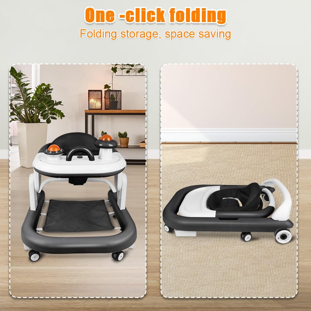 Lauflernhilfe für Babys, Jungen, Mädchen, mitwachsend, faltbar, 6 Räder, sturzsicher, 3 einstellbare