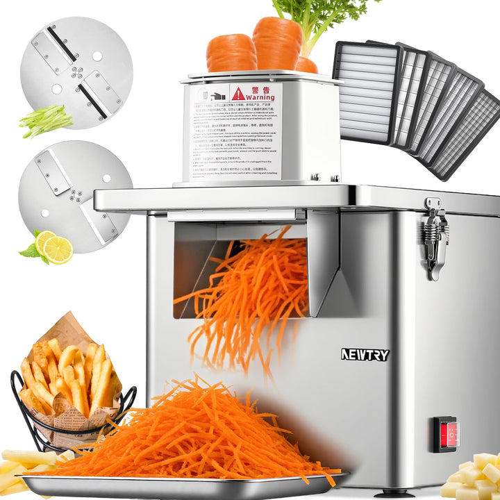 NEWTRY 4-in-1 Elektrische Gemüse Schneidemaschine - 250W Edelstahl-küchenmaschine würfelschneider fü