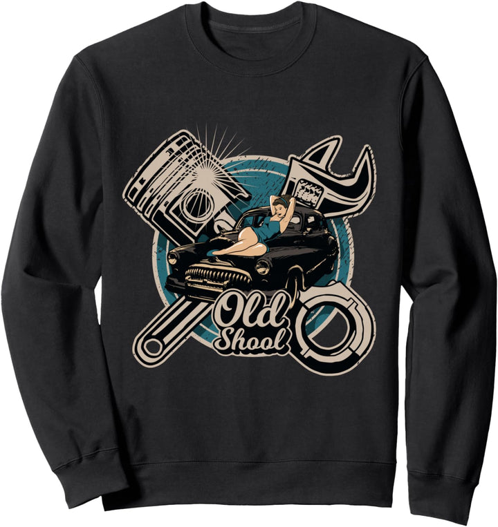 Rock n Roll Rockabilly Old School Auto LKW Mechaniker Sweatshirt