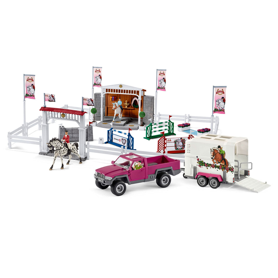 schleich 72105 Grosses Reitturnier mit Pick-Up und Pferdeanhänger, für Kinder ab 5 Jahren, Horse Clu