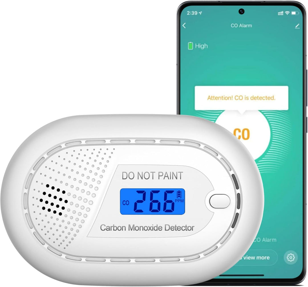 Kohlenmonoxid Melder WLAN - 10 Jahre Batterie - Smart CO Melder Vernetzt mit App Tuya & Smartlife -