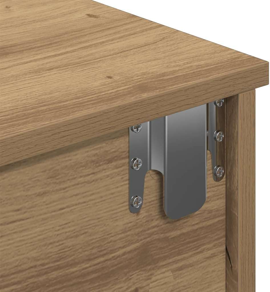 vidaXL Wandregal mit Schubladen, Eiche, handgefertigt, Holz, Wandregal mit Schrank, Aufbewahrungssch