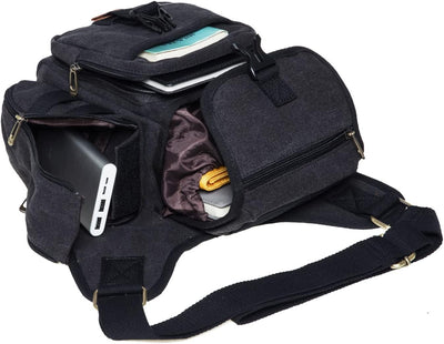 KAUKKO Canvas - Brusttasche für Damen und Herren - Umhängetasche Schwarz- Fh03-4, Schwarz- Fh03-4