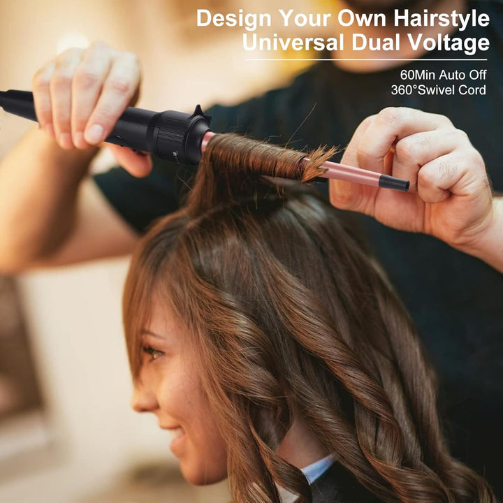 Lockenstab Kleine Locken Welleneisen Curling Iron mit Wärmeisolierung Handschuhe Wellenstab für Long