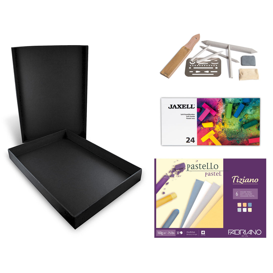 Honsell 14-99890 - Pastellfarbenset "Pastelli" - Künstler Set, Schwarze Aufbewahrungsbox mit 24 Soft