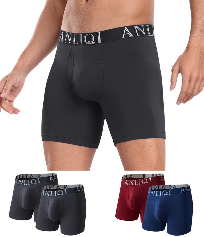 COLORFULLEAF Bambus Boxershorts Herren Lang 3/6/7er Pack Unterhosen Männer Stretch Atmungsaktiv Unte