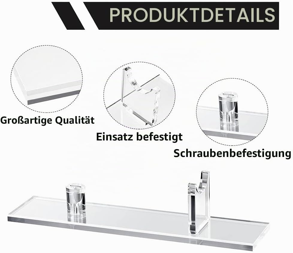 Sudemota 2x Messer-Feststellanzeige-Standfuss-Tischmesser-Anzeigehalter Acryl-Messerkasten Einzelner