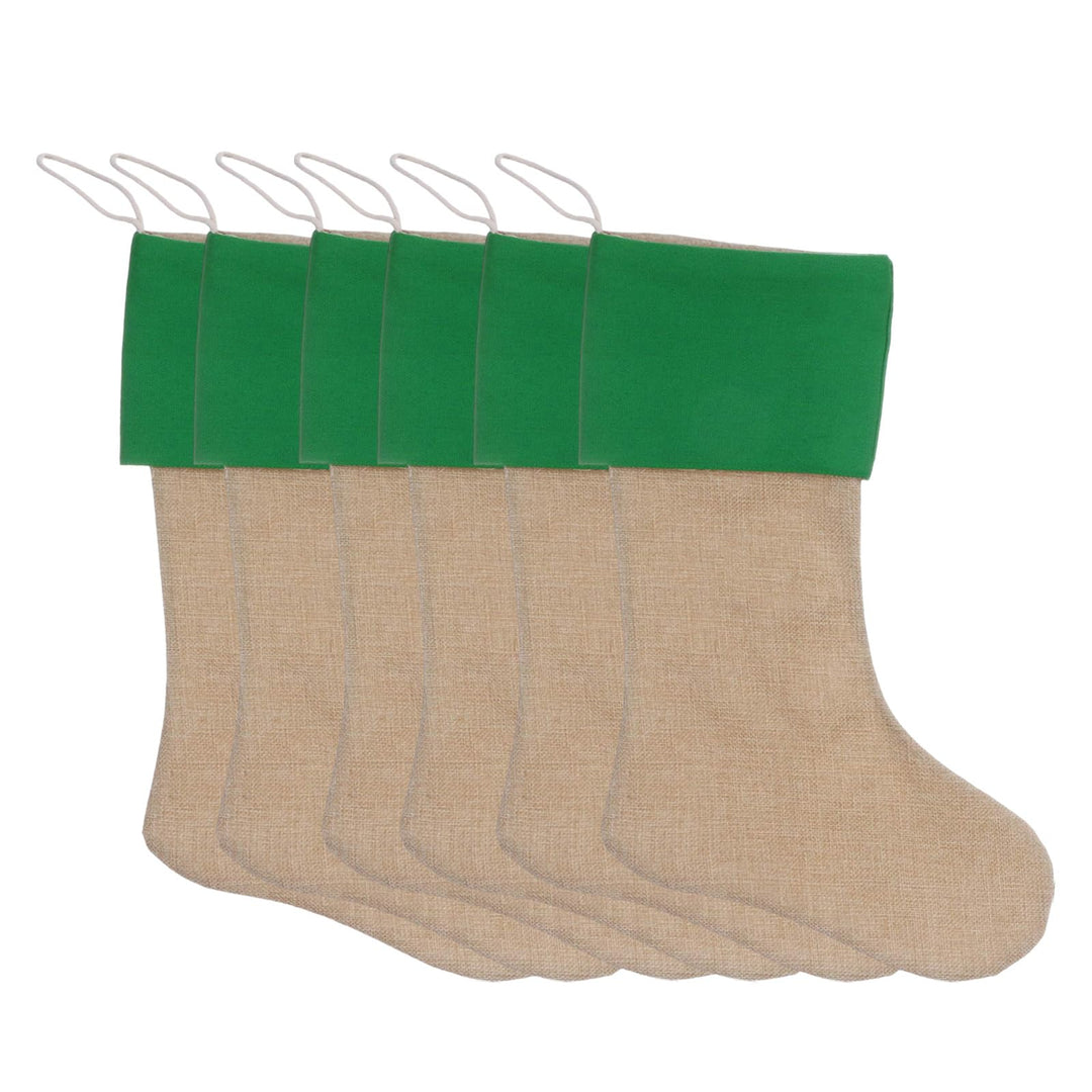 JiJiRuDU Sackleinen Weihnachtsstrumpf 6er Pack, Weihnachten hängende Taschen Weihnachtsfeiertagsstru