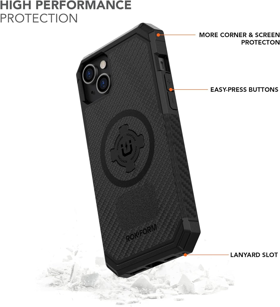 Rokform - iPhone 14 Plus Hülle, Rugged Serie, magnetisch + MagSafe kompatibel, iPhone Cover mit RokL