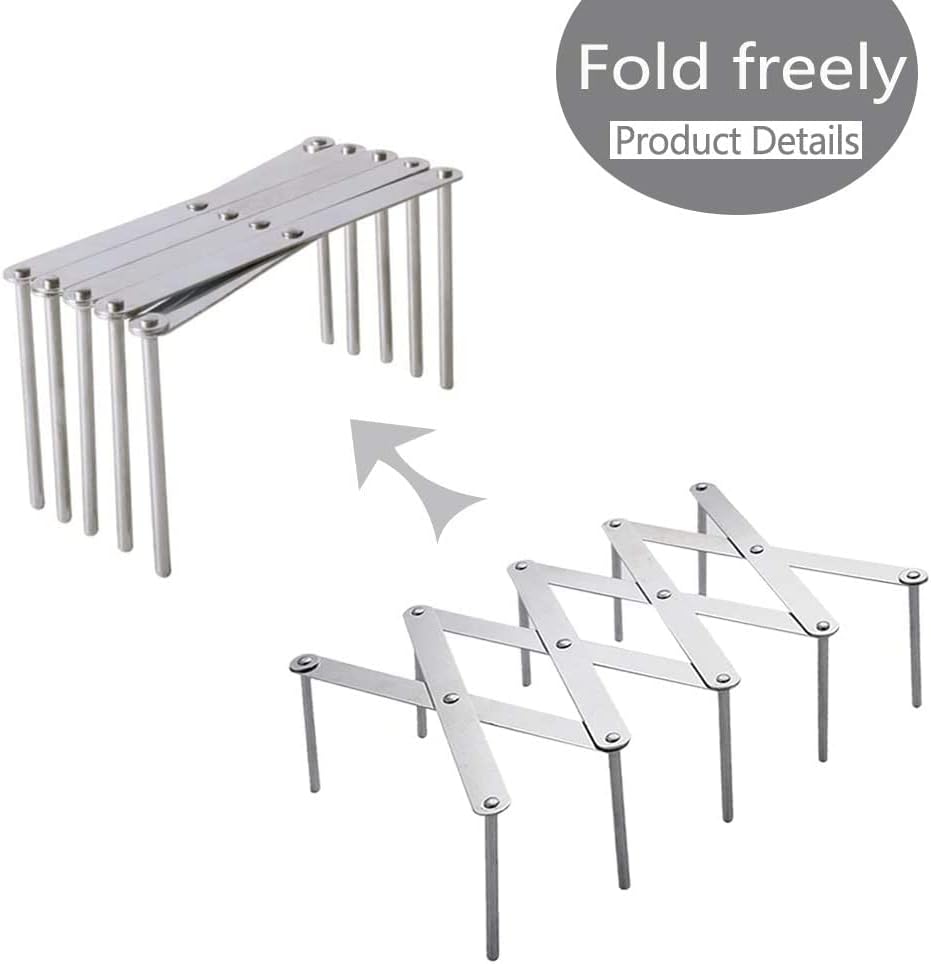 Hjumarayan 2 Stück Verstellbarer Edelstahl Topfdeckelhalter, Spareribs-Halter, Grill Rippchenhalter,