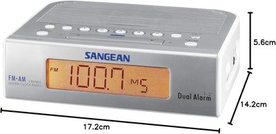 Sangean RCR-5 Uhrenradio (UKW/MW Tuner, LCD) silber