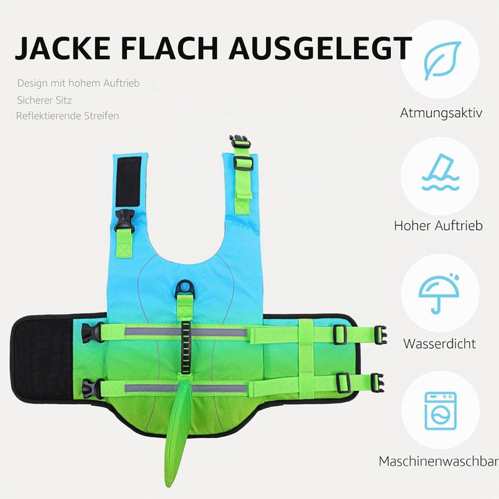 CITÉTOILE Schwimmweste Hund Hai, Hundeschwimmweste &amp; Dog Life Jacket Verstellbar mit Griff und Refle