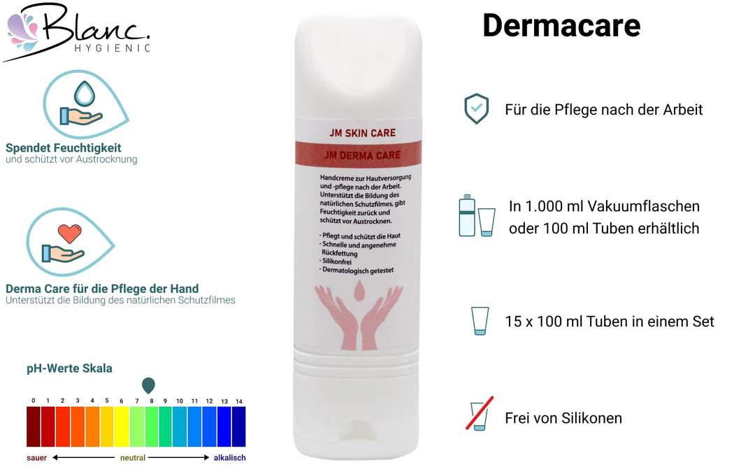 Blanc HYGIENIC Handcreme Derma Care, 15x 100 ml – Feuchtigkeitscreme pH-neutral, silikonfrei, dermat
