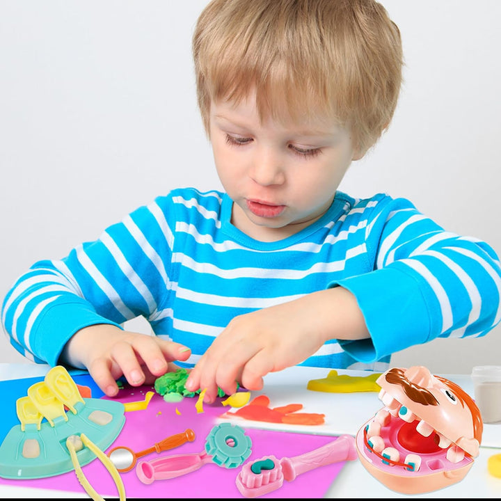 Knete Zubehör Zahnarzt Spielzeug, Knetwerkzeug KneteSet Dentist Rollenspiel knete ab 3 Jahre,Knetmas