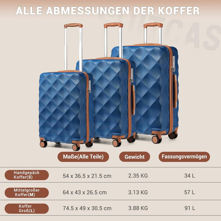 British Traveller Mittelgrosser Koffer 64x43x26.5 cm Leichter Reisekoffer aus ABS+PC mit TSA-Schloss